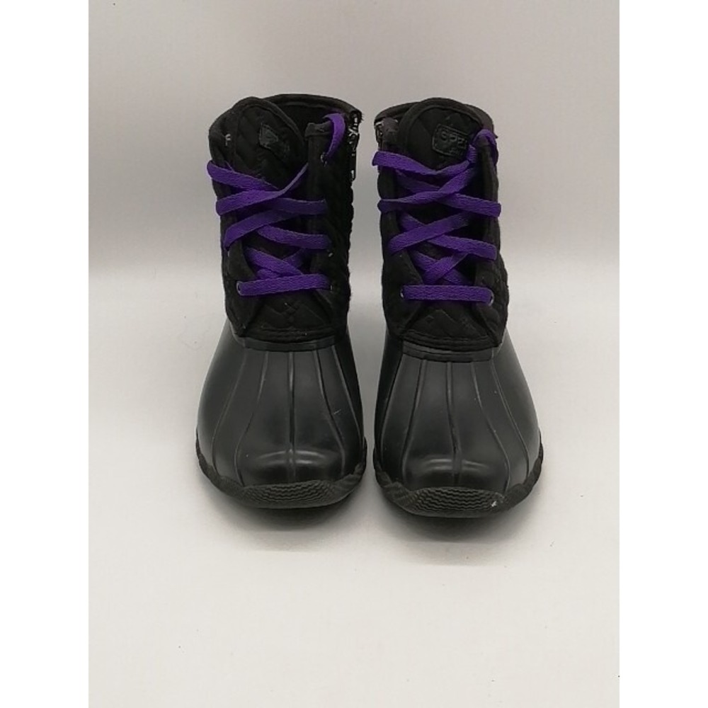 Sperry Boots Womens Black 7 Waterproof Ankle Duck Shoe Rubber Zip Fleece Lined